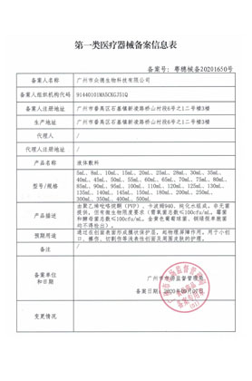 第一類(lèi)醫(yī)療器械備案信息表